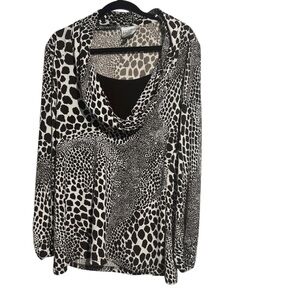 Joseph Ribkoff Leopard Print Tunic Top Career Wear Brown/Cream Size 12